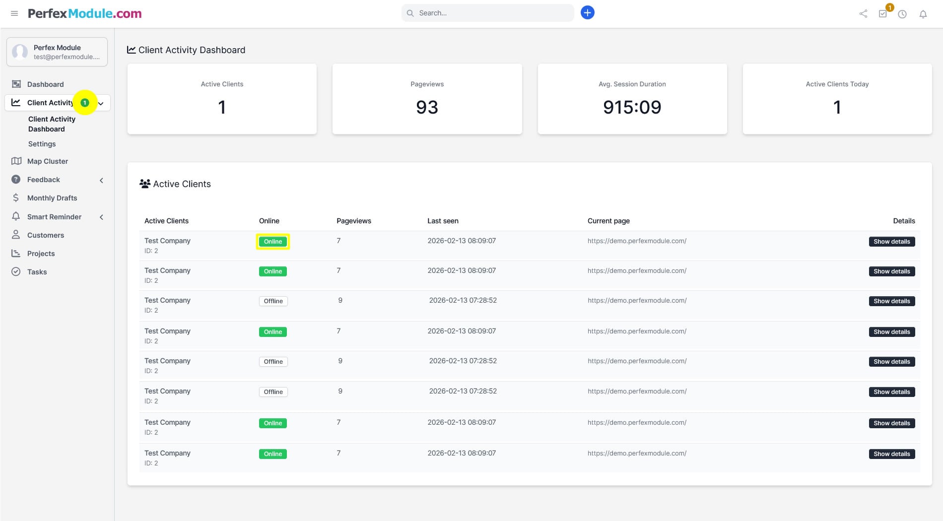 Live Dashboard Overview